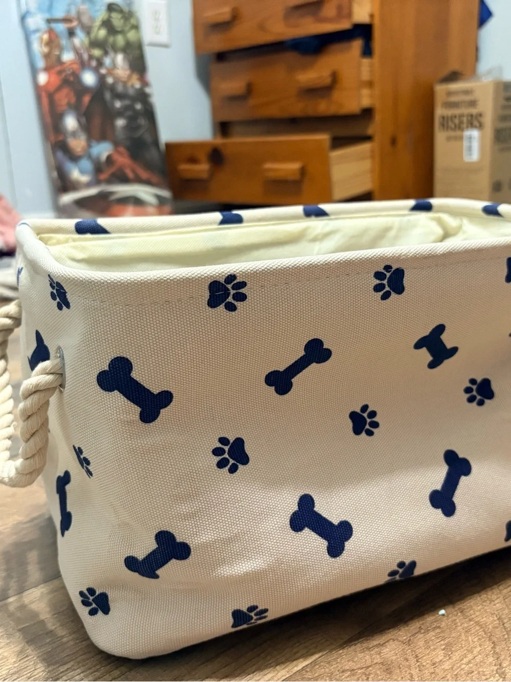 Bone Dry Dog Paw & Bone Storage Basket / Toy Bin